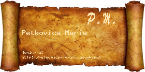 Petkovics Mária névjegykártya