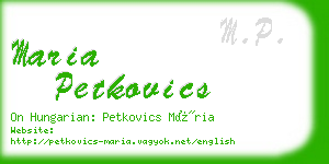 maria petkovics business card